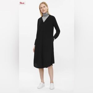 COS Black Long Sleeve V-Neck Shirt Dress / Smock‎ - Size 12 Oversized Midi